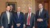 Ričard Grenel, Hašim Tači, Robert O'Brajen i Aleksandar Vučić tokom susreta u Beloj kući (Foto: Savet za nacionalnu bezbednost)
