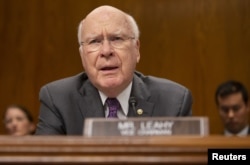 Sen. Patrick Leahy (D-Vermont) makes an opening statement before EPA Administrator Scott Pruitt testifies before a Senate Appropriations Interior, Environment, and Related Agencies Subcommittee hearing, Washington, May 16, 2018.