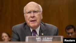 FILE - Sen. Patrick Leahy, D-Vt., pictured at a Senate Appropriations subcommittee hearing in Washington, May 16, 2018, said canceling spending that had been agreed to by Congress and signed by the president "would have set a terrible precedent."