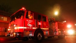 Los Angeles County Fire Department vehicles sit at a medical call Jan. 7, 2022, in Inglewood, Calif.