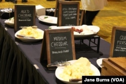 At the gala event to announce the winner at the U.S. Cheese Championship, ticket-holders got to sample dozens of cheeses, including the always-popular cheddar, in Green Bay, Wis., March 7, 2019.