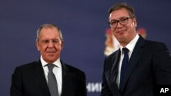 Ruski ministar spoljnih poslova Sergej Lavrov i predsednik Srbije Aleksandar Vučić u Beogradu, 10. oktobra 2021.