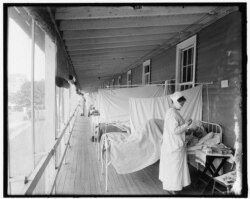 Pabellón de gripe en el hospital militar Walter Reed, en Bethesda, Virginia (1910-1920) Foto: Library of Congress/Harris & Ewing Collection