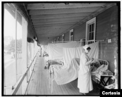 Pabellón de gripe en el hospital militar Walter Reed, en Bethesda, Virginia (1910-1920) Foto: Library of Congress/Harris & Ewing Collection