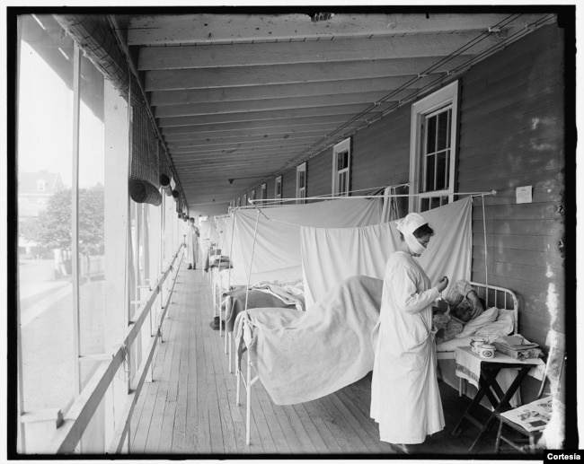 Pabellón de gripe en el hospital militar Walter Reed, en Bethesda, Virginia (1910-1920) Foto: Library of Congress/Harris & Ewing Collection