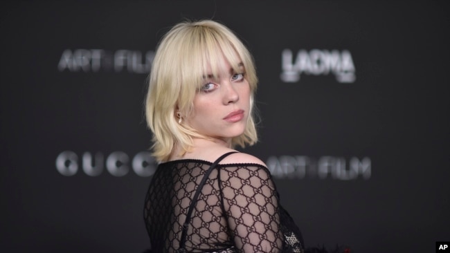 Billie Eilish arrives at the LACMA Art + Film Gala on Saturday, Nov. 6, 2021, at Los Angeles County Museum of Art in Los Angeles. (Photo by Richard Shotwell/Invision/AP)