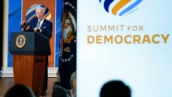 President Joe Biden delivers closing remarks to the virtual Summit for Democracy, in the South Court Auditorium on the White House campus, Dec. 10, 2021, in Washington.
