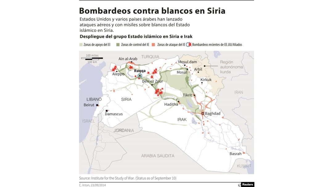 Mapa de los ataques en Siria