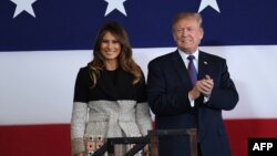 U.S. President Donald Trump and first lady Melania arrive at U.S. Yokota Air Base in Tokyo, Nov. 4, 2017. Trump touched down in Japan, kicking off the first leg of an Asia tour set to be dominated by tensions with nuclear-armed North Korea.