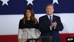 U.S. President Donald Trump and first lady Melania arrive at U.S. Yokota Air Base in Tokyo, Nov. 4, 2017. Trump touched down in Japan, kicking off the first leg of an Asia tour set to be dominated by tensions with nuclear-armed North Korea.