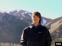 Freestyle skier Wing Tai Barrymore, near his Sun Valley, Idaho, home. (VOA/T. Banse)