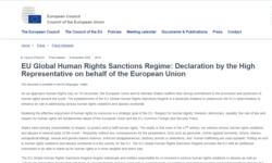 Thông cáo của EU về Cơ chế của EU về Trừng phạt Vi phạm Nhân quyền Toàn cầu.
