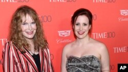 FILE - Actress Mia Farrow and her daughter Dylan Farrow attend an event at Lincoln Center in New York, April 26, 2016.