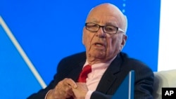 Rupert Murdoch, executive chairman of News Corporation, speaks during a panel discussion at the B20 meeting of company CEOs in Sydney, Australia, July 17, 2014. 