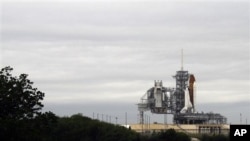 Space Shuttle Endeavour sits on Launch Pad 39-A during fueling at Kennedy Space Center in Cape Canaveral, Florida, April 29, 2011