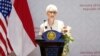 U.S. Deputy Secretary of State Wendy Sherman speaks during a press briefing with Indonesian Deputy Foreign Minister Mahendra Siregar following their meeting in Jakarta, Indonesia, May 31, 2021.