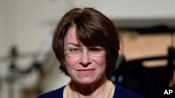 FILE - "What [voters] want to hear about is the economy and [Democrats'] plans for it. They don't want to hear about Donald Trump every single minute,'' Senator Amy Klobuchar, a Minnesota Democrat, said at the Center for American Progress' Ideas Conference, May 15, 2018.