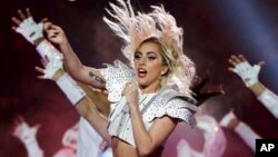FILE - Lady Gaga performs during the halftime show of the NFL Super Bowl 51 in Houston, Feb. 5, 2017.