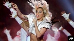 FILE - Lady Gaga performs during the halftime show of the NFL Super Bowl 51 in Houston, Feb. 5, 2017.