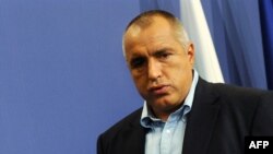 Le Premier ministre bulgare Boiko Borissov lors d'une conférence de presse après les élections parlementaires européenes à Sofia, le 7 juin 2009.