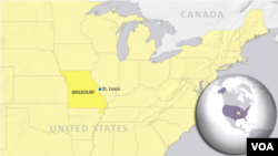 Map showing St. Louis, Missouri