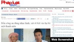 Theo Pháp Luật online, bà Trên, mẹ của Huỳnh Thế Anh, cho rằng con trai mình bị công an đánh đập dã man.