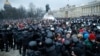 俄羅斯民眾抗議囚禁納瓦爾尼的示威遊行。（2021年1月23號）