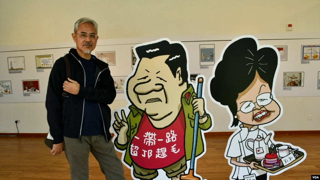 资料照片：香港政治漫画家尊子。(美国之音汤惠芸拍摄)(photo:VOA)