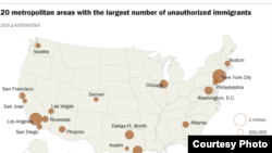 美国20个大都市地区吸纳最多非法移民