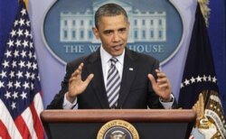 President Obama gestures while speaking to reporters about the controversy over his birth certificate, Wednesday, April 27, 2011, at the White House in Washington.