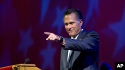 Republican presidential candidate Mitt Romney speaks at the American Legion National Convention, Aug. 29, 2012, in Indianapolis. 