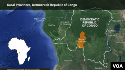 Map of Kasai Provinces in Democratic Republic of Congo (DRC)