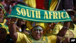Dernier meeting de campagne du Congrès national africain (ANC) au stade Ellis Park de Johannesburg, en Afrique du Sud, le 5 mai 2019. 