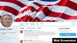 A screenshot, taken Aug. 11, 2018, shows President Donald Trump's Twitter account.