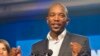 Newly-elected Democratic Alliance (DA) party leader Mmusi Maimane, delivers his victory speech May 10, 2015, in Port Elizabeth, South Africa. 