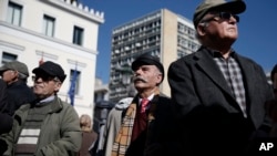Pensioners take part in a anti-austerity protest in central Athens, April 1, 2015.