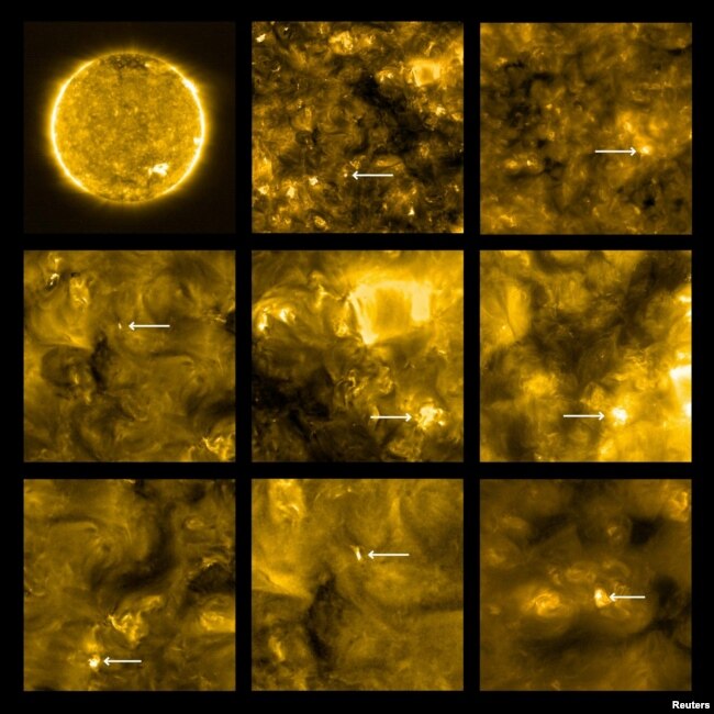 Combination of the closest images ever obtained of the Sun, made by the Solar Orbiter spacecraft and released by NASA July 16, 2020.