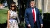 El presidente de EE.UU., Donald Trump, y la primera dama Melania Trump, llegan a la iglesia episcopal Bethesda by the Sea, en Palm Beach, Florida, para el servicio religioso del Domingo de Pascua. Abril 21 de 2019. (REUTERS/Al Drago)