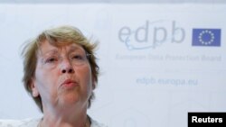 Andrea Jelinek, the head of the European Data Protection Board (EDPB), a new European body created to enforce the General Data Protection Regulation (GDPR), gives a news conference on the day the European data privacy regulation enters into force, in Brussels, Belgium, May 25, 2018. 