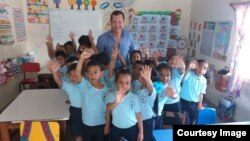 In 2019, Alvarez was a volunteer English teacher for a local elementary school. Because of the pandemic, he now teaches the students online through video calls.