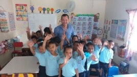 In 2019, Alvarez was a volunteer English teacher for a local elementary school. Because of the pandemic, he now teaches the students online through video calls.