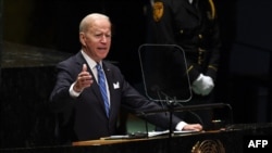 US President Joe Biden addresses the 76th Session of the UN General Assembly on September 21, 2021 in New York. 