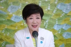 This handout picture taken on July 5, 2020 and released by Koike Yuriko Official Channel shows Tokyo governor Yuriko Koike speaking during a media interview in Tokyo.