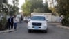 A convoy of members of a United Nations advance team tasked with monitoring a cease-fire that went into force in the Red Sea port city of Hodeida, departs Sanaa airport, Yemen, Dec. 22, 2018. 