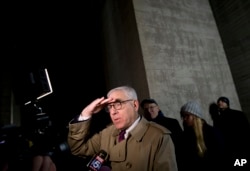 David Rubenstein, talks with media during a tour of the Lincoln Memorial, Feb. 15, 2016. Rubenstein has donated about $50 million over the past four years for restoration projects at memorials and monuments.