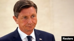 FILE - Borut Pahor President of Slovenia attends the Human Rights Council one day after the U.S. announced their withdraw at the United Nations in Geneva, Switzerland, June 20, 2018.