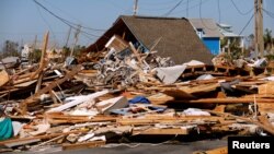 Rubble left in the aftermath of Hurricane Michael is pictured in Mexico Beach, Florida, U.S., Oct. 11, 2018.