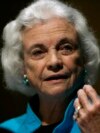 FILE - Retired U.S. Supreme Court Justice Sandra Day O'Connor addresses a meeting of Pennsylvania judges and lawyers in Harrisburg, Pa., Sept. 19, 2007.