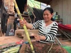 Run Saroeun, 35, mother of two children taking classes at a South Korean-owned Thansure School, said on March 14, 2020 that she didn't want her children to merely stay home because they feel bored without friends. (Hul Reaksmey/VOA Khmer)