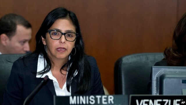 FILE - Venezuelan Foreign Minister Delcy Rodriguez is seen in a March 19, 2015, photo.
